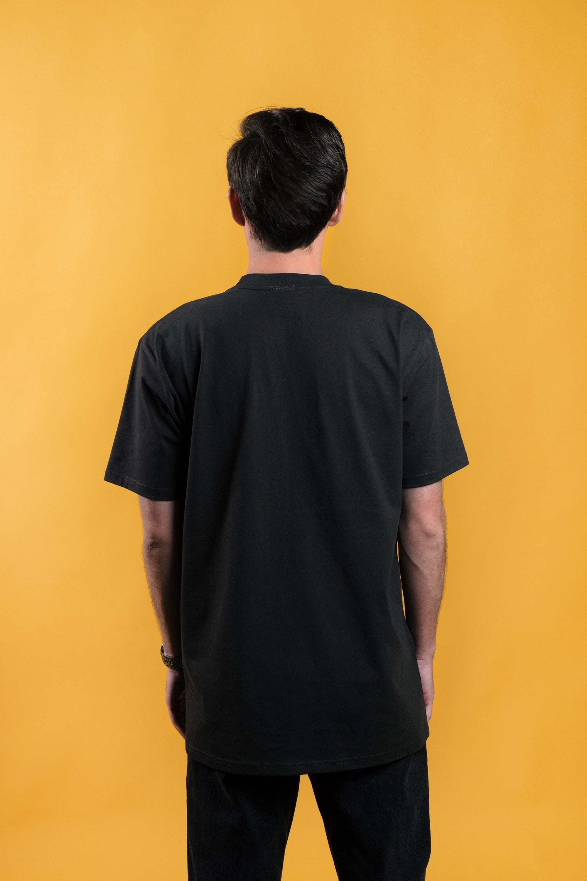 Preshrunk charcoal cotton t-shirt embroidered imaginary friends design